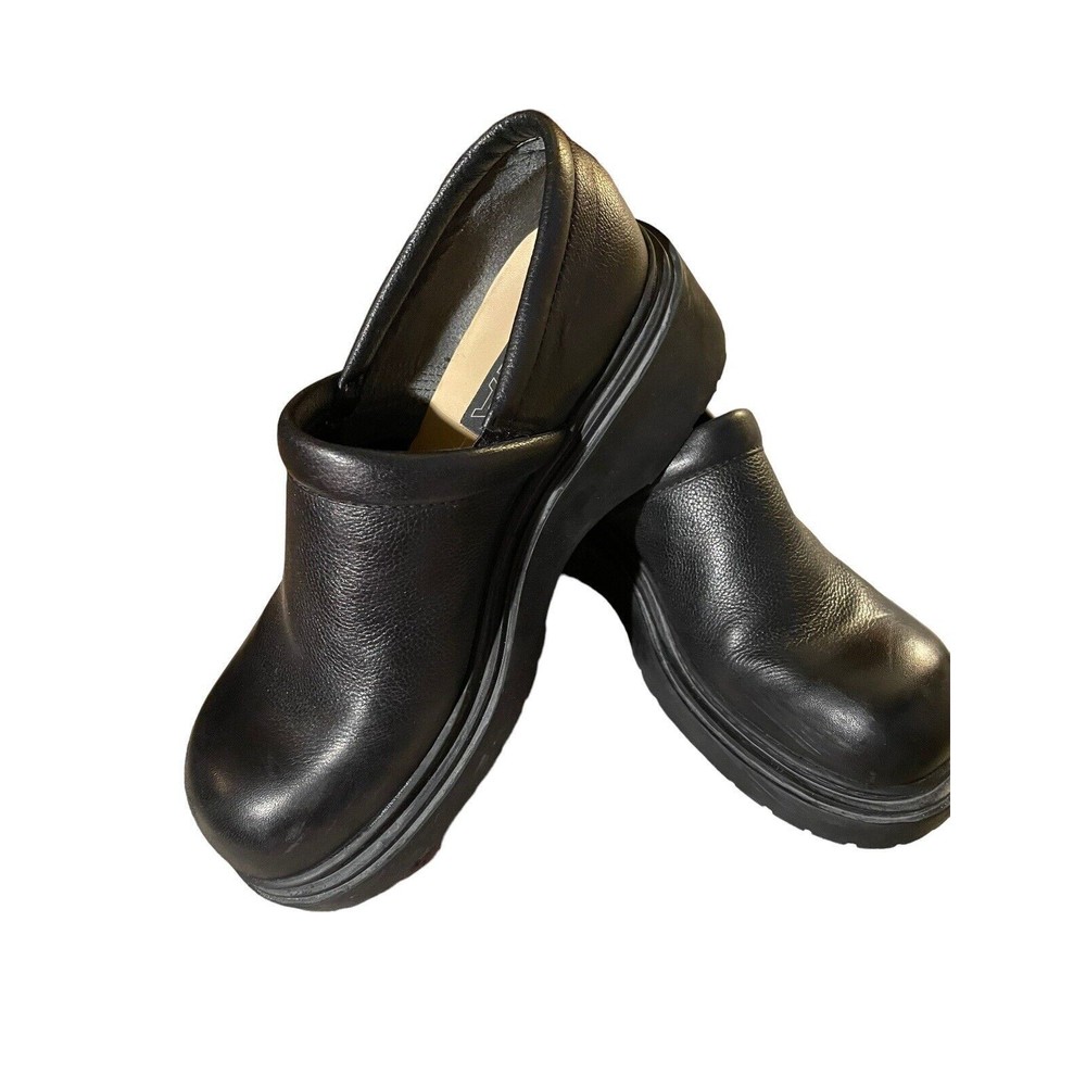 MIA Black Leather Chunky Mules Clogs Size 9